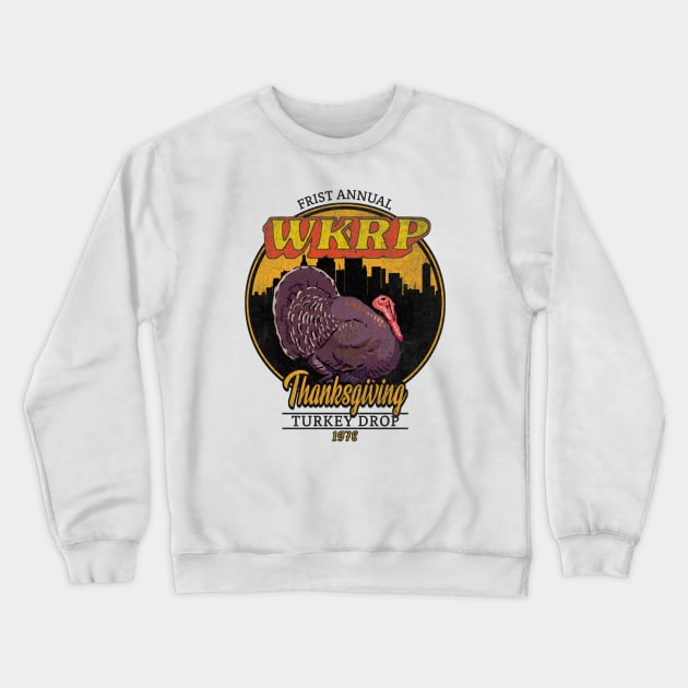 WKRP Turkey Drop IV Crewneck Sweatshirt by Draw One Last Breath Horror 